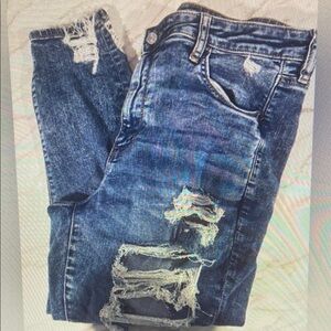 Distressed Blue Jeans